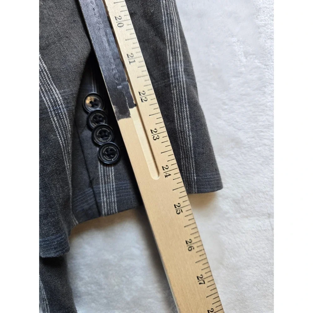 Joseph Abboud Linen Blazer Mens Large Grey Cotton Windowpane Plaid Sport Coat